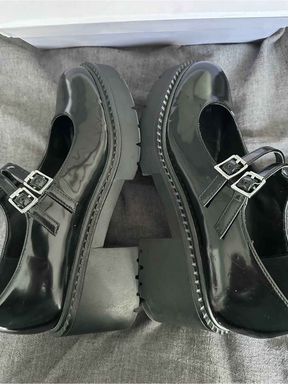 Madden Girl Black Patent Double-Buckle Mary Jane Chunky Loafers - Picture 3 of 11